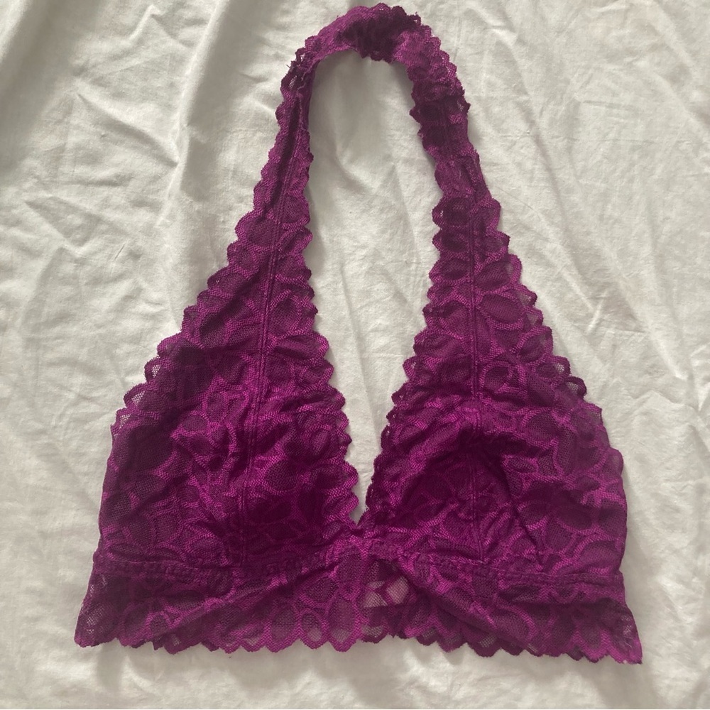 Victoria's Secret PINK Purple Lace Halter Bralette Size Medium